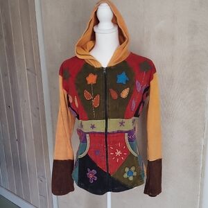 KPC Colorful Women's Hoodie with floral Appliques & Embroidery